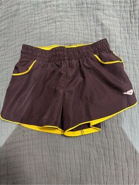 Pony Black Athletic Shorts with Yellow Trim